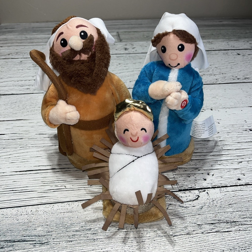 Gemmy Christmas Singing‎ Plush Trio Nativity "Away In The Manger" Holy Family